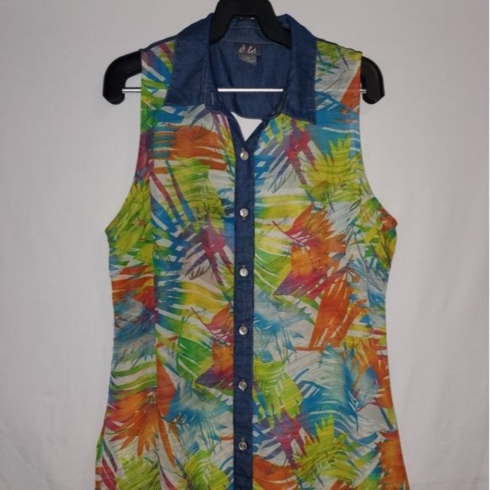 Pre-Loved dots Sleeveless Button Down Blouse Size XL